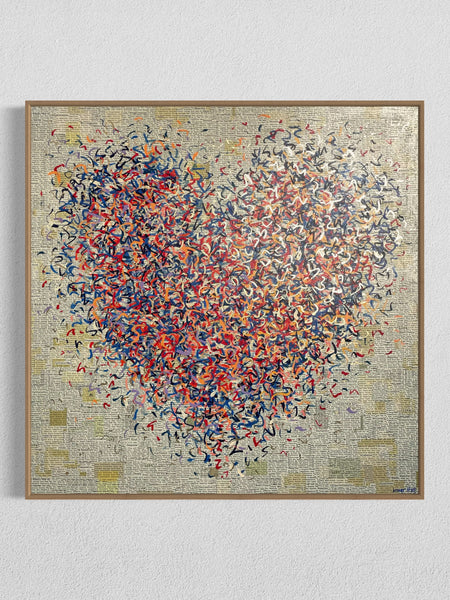 Golden Heart Optimist - mixed media on canvas - 101cm squ / 40" squ