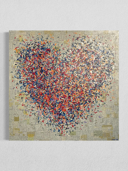 Golden Heart Optimist - mixed media on canvas - 101cm squ / 40" squ