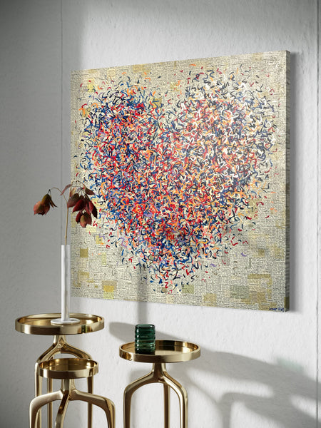 Golden Heart Optimist - mixed media on canvas - 101cm squ / 40" squ