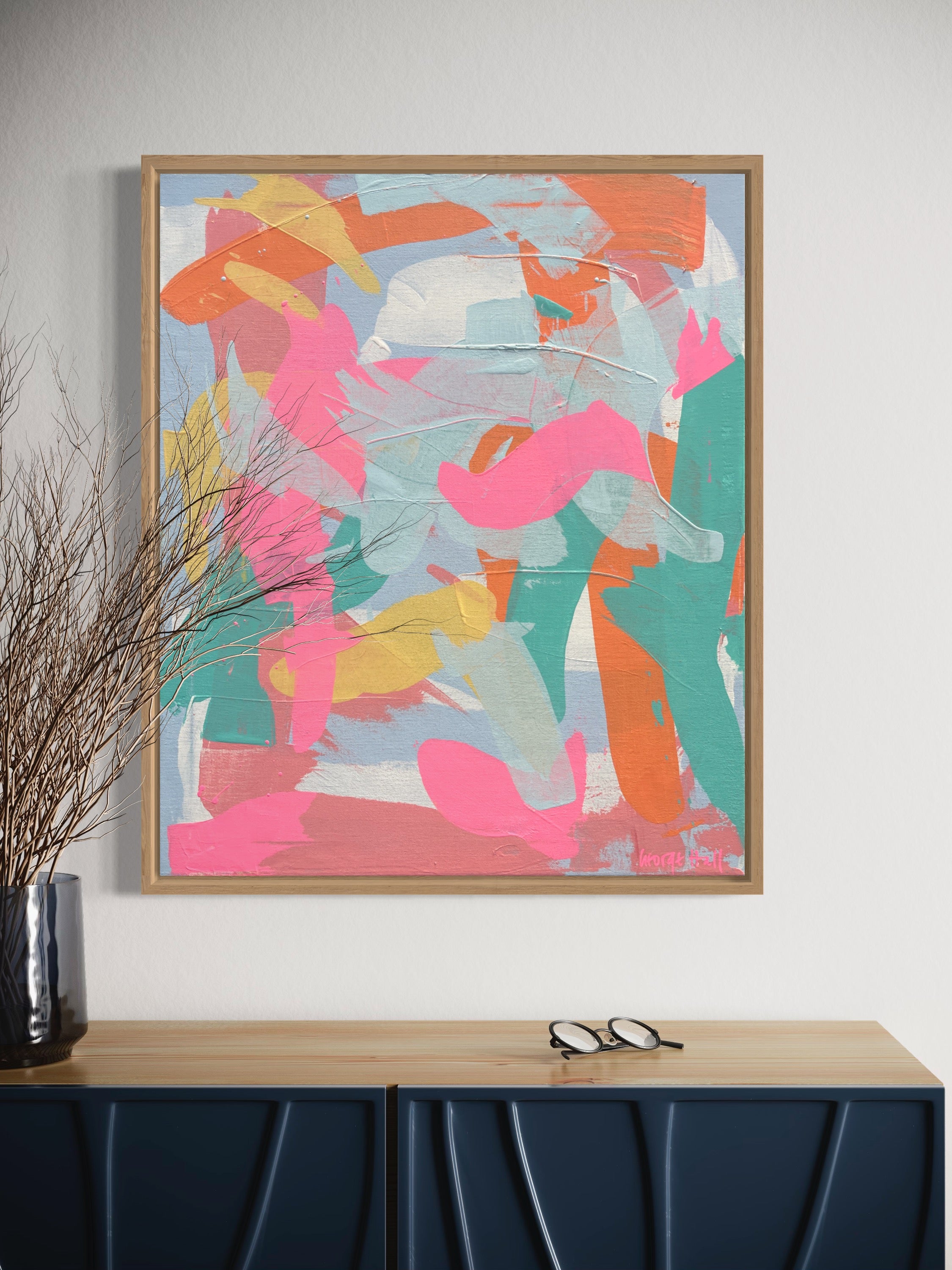 Original acrylic painting / Australian high quality Artist / abstract expressionism / canvas / pink /