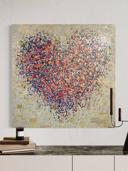 Golden Love Optimist - mixed media on canvas - 91cm squ / 36" squ