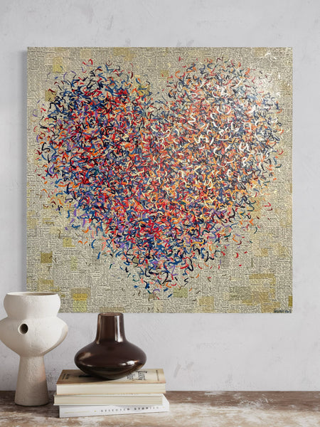 Golden Love Optimist - mixed media on canvas - 91cm squ / 36" squ