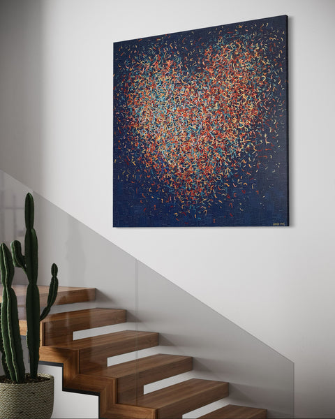 Indigo Nightfall Optimist - mixed media on canvas - 127cm squ / 50" squ