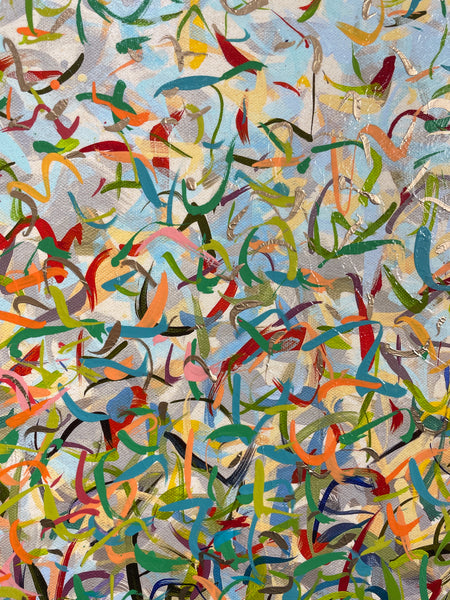 Toorak Summer- mixed media on canvas - 200cm  x 100cm x 3cm / 79” x 40” x 1.18"