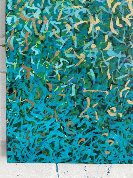 Aqua Sea - mixed media on canvas - 152 x 76cm / 60" x 30"