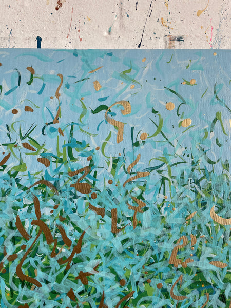 Aqua Sea - mixed media on canvas - 152 x 76cm / 60" x 30"