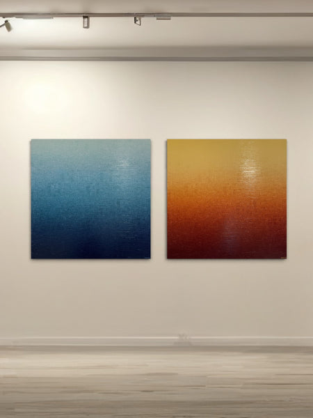 'Ambient Morocco' and 'Ambient Seas' - 127cm squ each / 50" squ each- mixed media on canvas