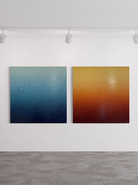 'Ambient Morocco' and 'Ambient Seas' - 127cm squ each / 50" squ each- mixed media on canvas