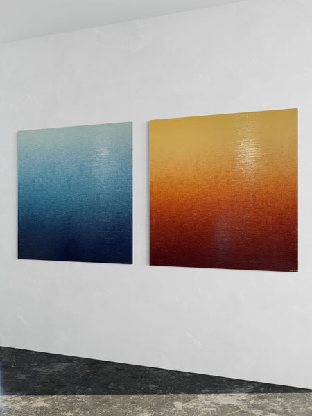 'Ambient Morocco' and 'Ambient Seas' - 127cm squ each / 50" squ each- mixed media on canvas