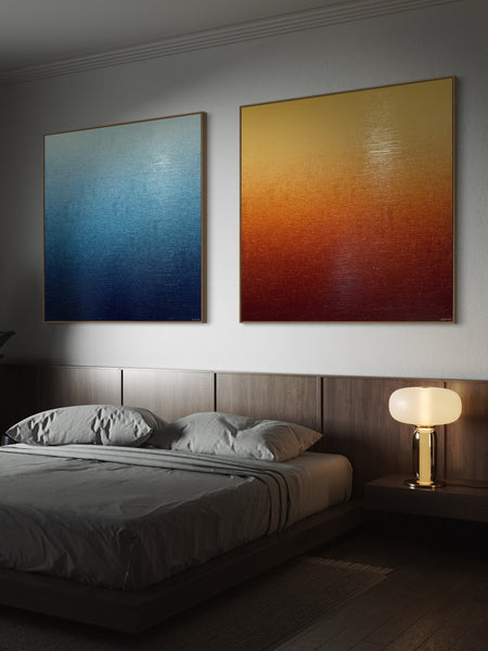 'Ambient Morocco' and 'Ambient Seas' - 127cm squ each / 50" squ each- mixed media on canvas