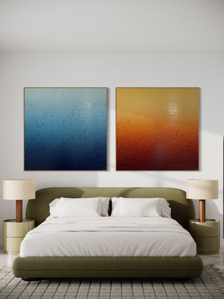 'Ambient Morocco' and 'Ambient Seas' - 127cm squ each / 50" squ each- mixed media on canvas