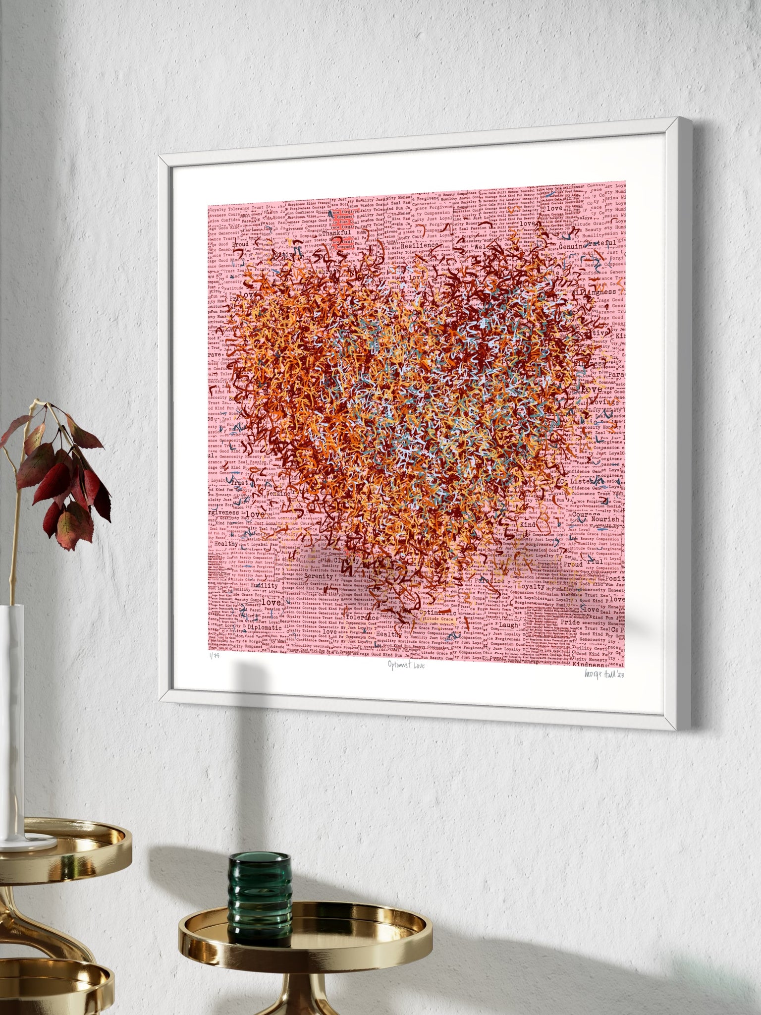 Optimist Love - Framed or Unframed - 52cm squ / 20.7" squ