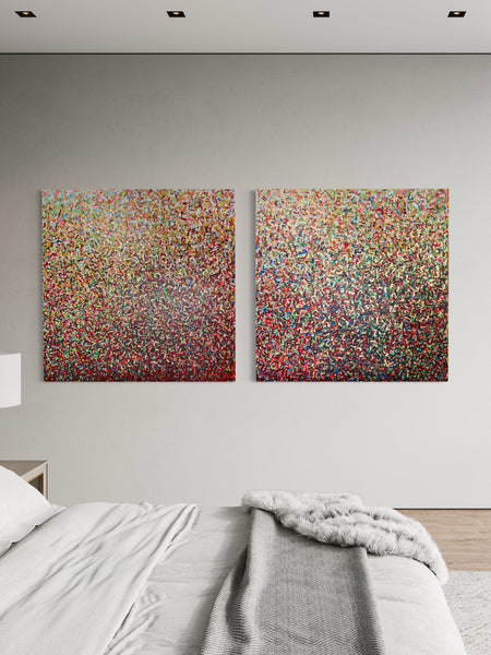 Golden Banksia Duo - acrylic and gold paint on canvas -127cm squ each / 50" squ each