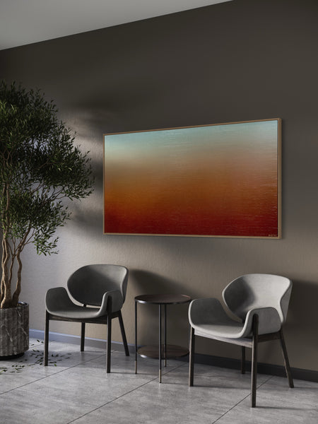 Ambient Australia - mixed media on canvas with Tasmanian Oak Floating Frame - 168 x 94cm / 66" x 36.6"