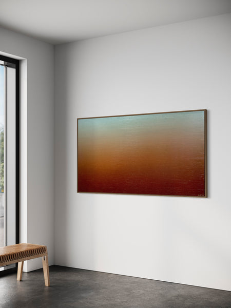 Ambient Australia - mixed media on canvas with Tasmanian Oak Floating Frame - 168 x 94cm / 66" x 36.6"