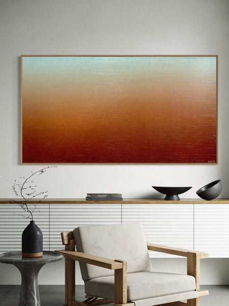 Ambient Australia - mixed media on canvas with Tasmanian Oak Floating Frame - 168 x 94cm / 66" x 36.6"