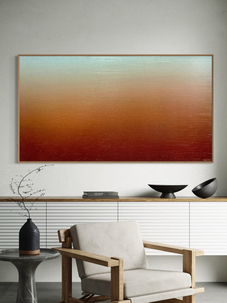 Ambient Australia - mixed media on canvas with Tasmanian Oak Floating Frame - 168 x 94cm / 66" x 36.6"