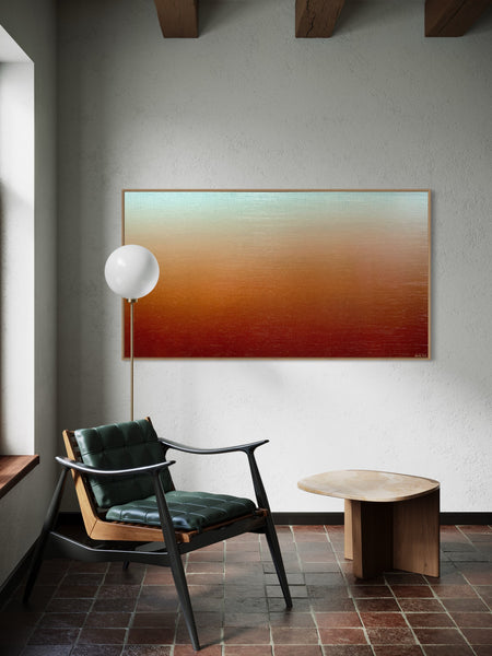 Ambient Australia - mixed media on canvas with Tasmanian Oak Floating Frame - 168 x 94cm / 66" x 36.6"