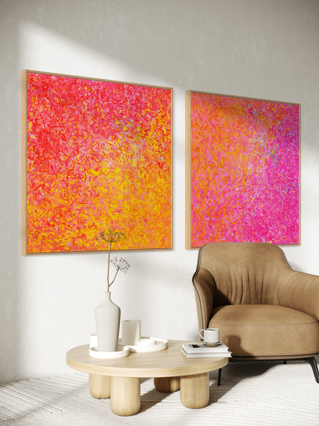 Neon Garden Twins- Limited Edition Print - 101cm squ (x2) / 40" squ(x2)